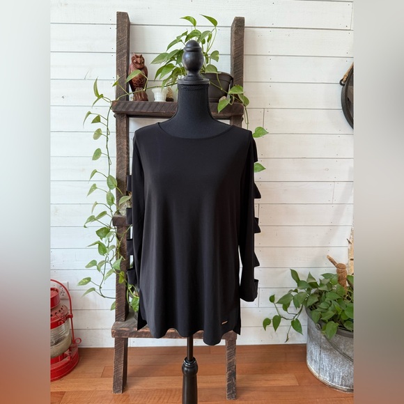 Anne Klein Black Long Sleeve Top with Cut-Out Details - Picture 17 of 17